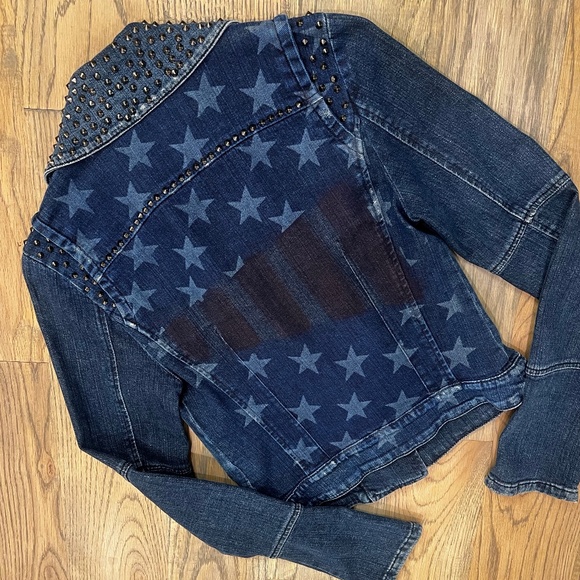Vintage [GUESS] Americana Studded Denim | Asymmetrical USA Blue Jean Jacket | XS - Picture 15 of 16